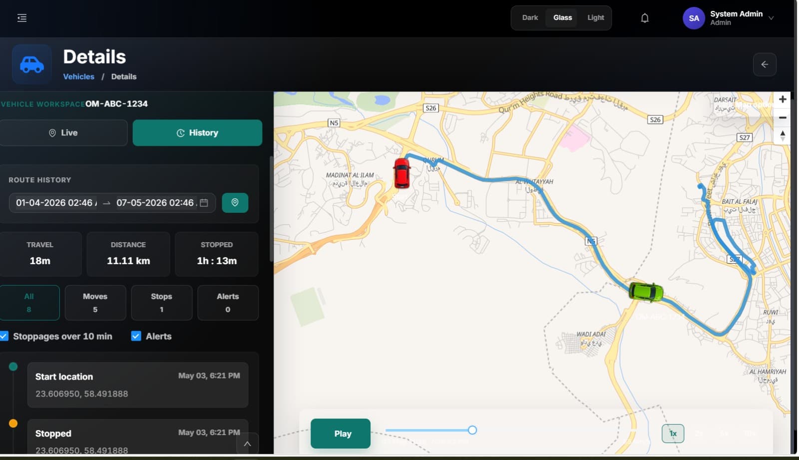 LAS Mobility mobile app – Route History